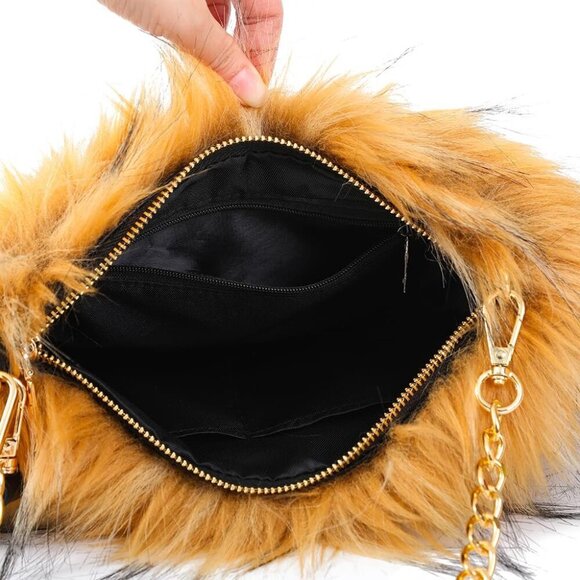 Evening Faux Fur Handbags for Women Furry Fluffy Fuzzy Bags Purse Crossbody Shou - Picture 6 of 6